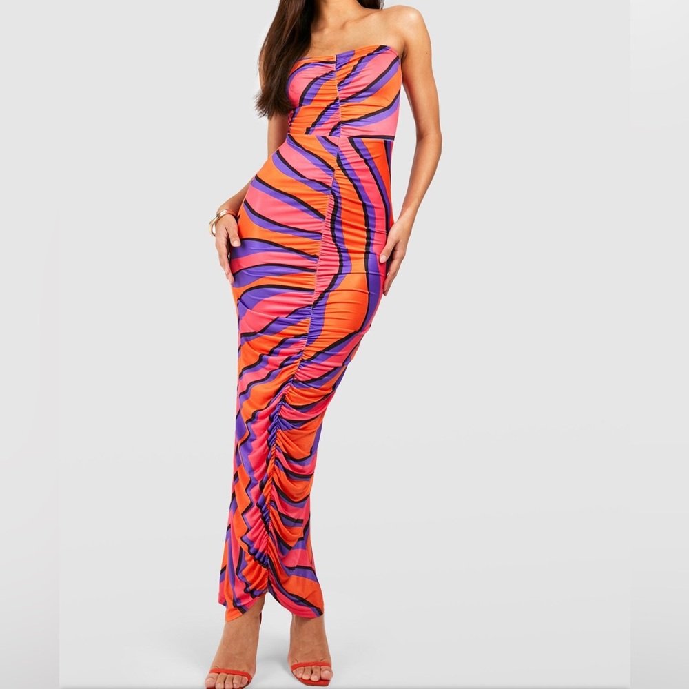 Bright Coloured Ruched Dress - Picture 1 of 10